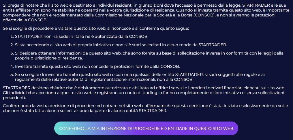 STARTRADER Segnalazione CONSOB STARTRADER Segnalazione CONSOB